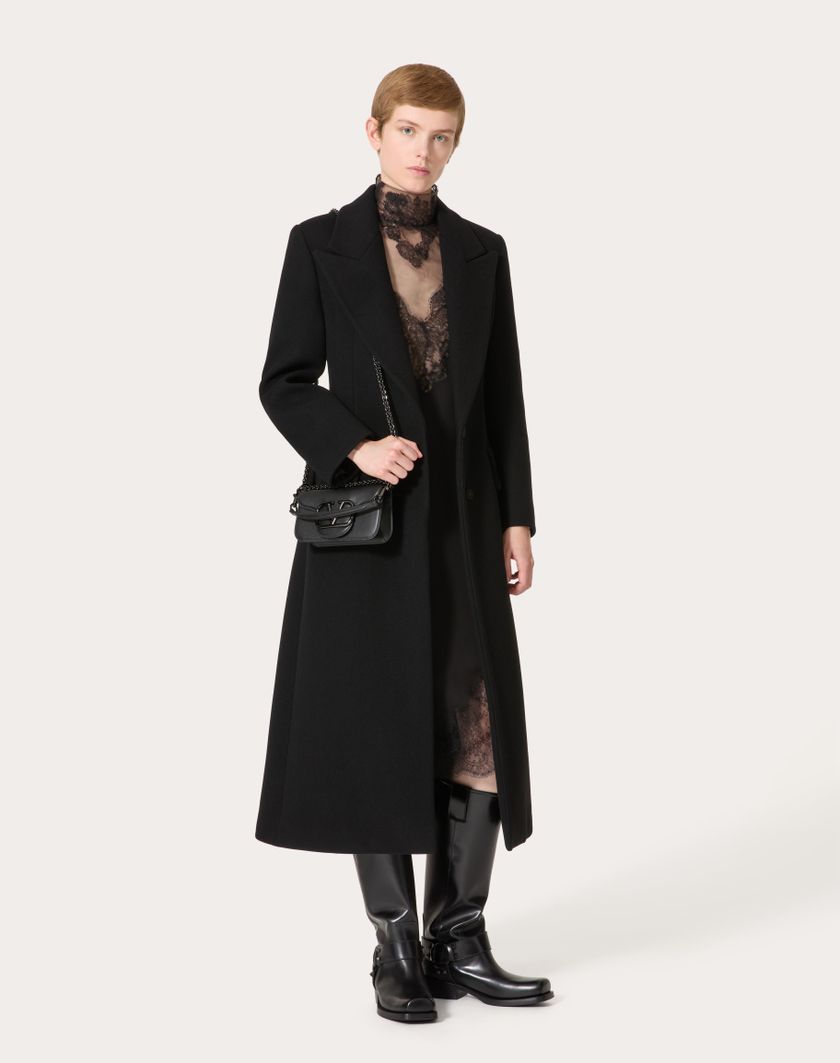 Valentino Handbags Cappotto In Compact Coat per Donna in Nero | Valentino IT Negozi Online