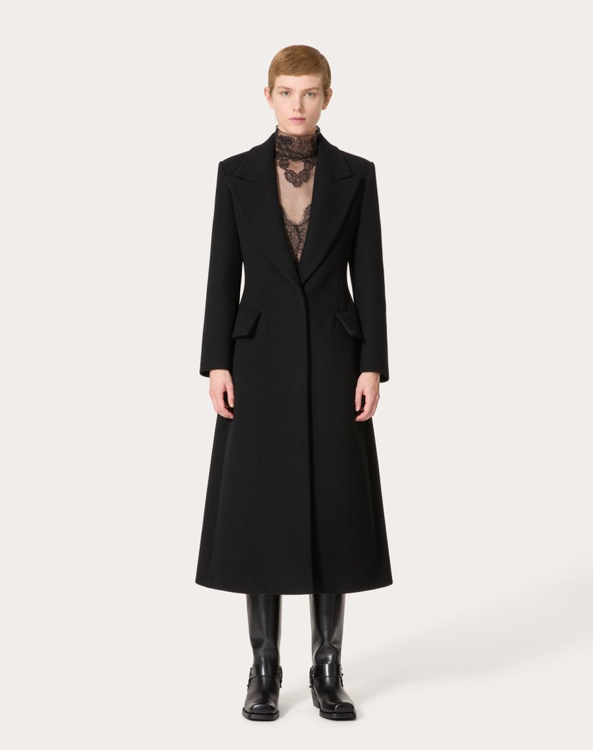 Valentino Handbags Cappotto In Compact Coat per Donna in Nero | Valentino IT Negozi Online