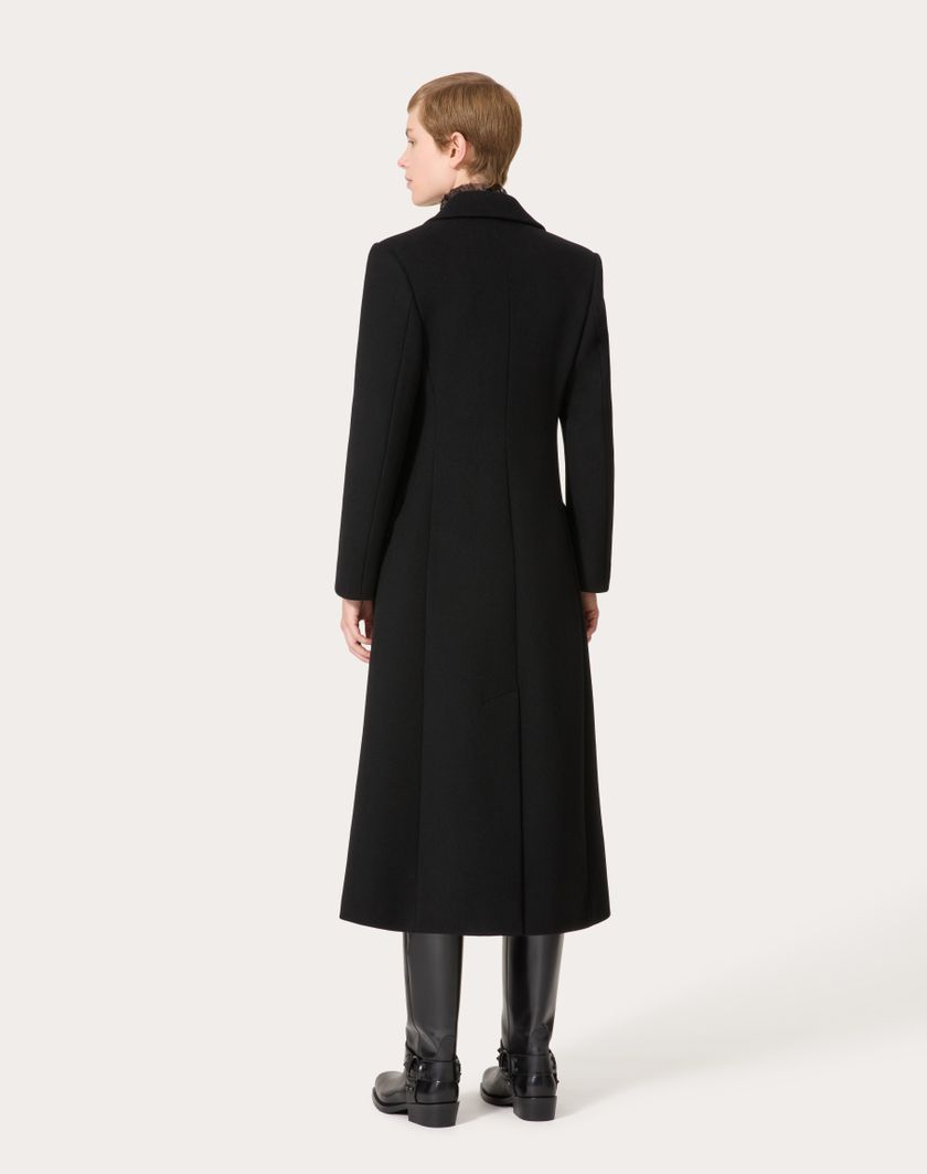 Valentino Handbags Cappotto In Compact Coat per Donna in Nero | Valentino IT Negozi Online