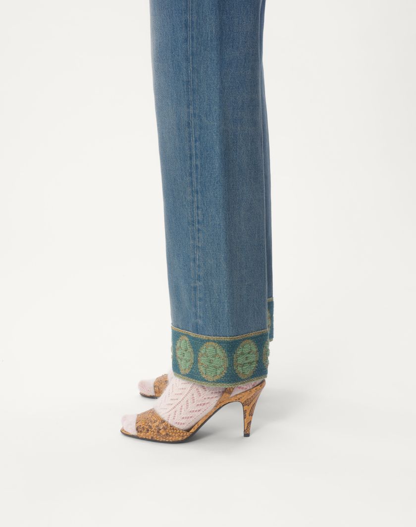 Valentino Handbags Pantaloni In Denim Con Bordi In Jacquard per Donna in Denim | Valentino IT Fino Al -60%