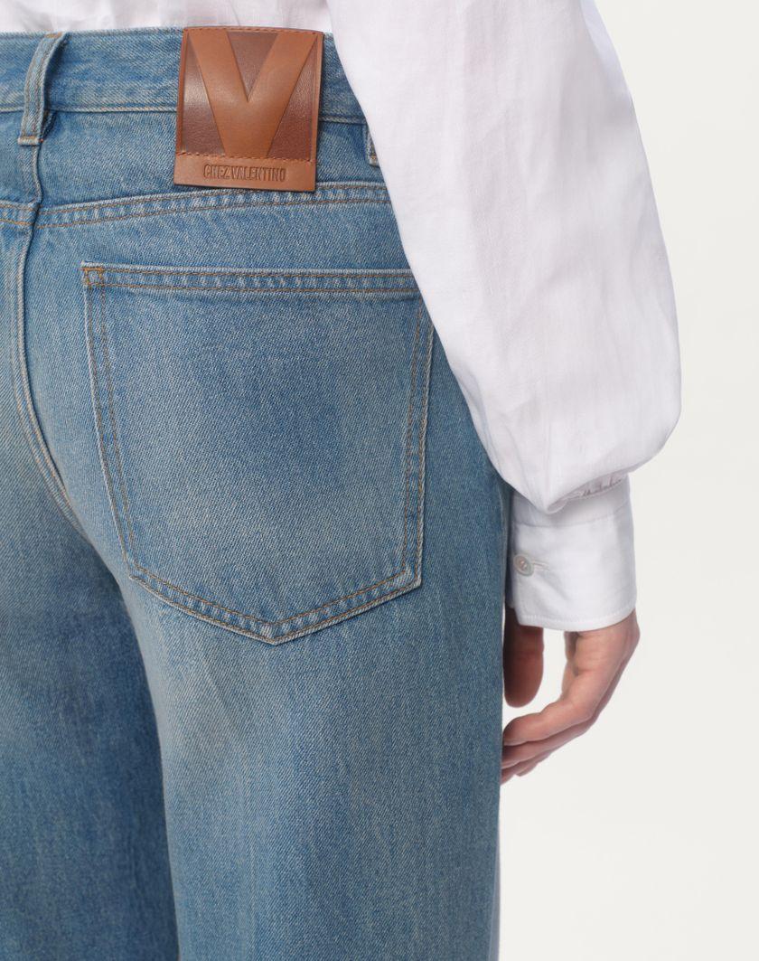 Valentino Handbags Pantaloni In Denim Con Bordi In Jacquard per Donna in Denim | Valentino IT Fino Al -60%