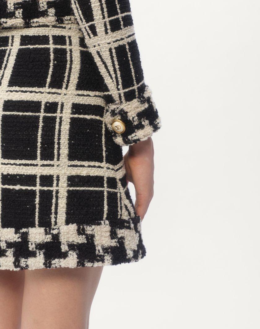 Valentino Handbags Caban In Macro Check Tweed per Donna in Nero/avorio | Valentino IT Shopping Online