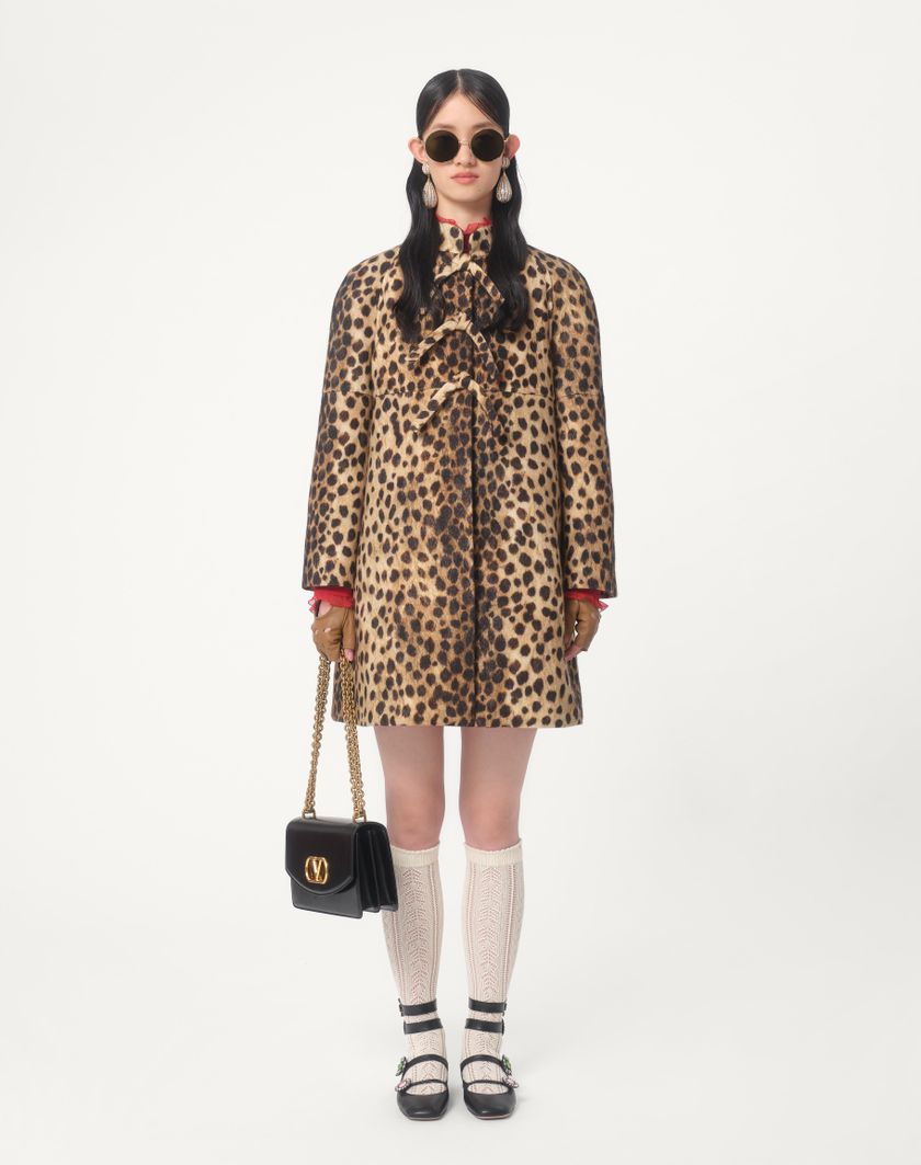 Valentino Handbags Cappotto In Panno Stampato Giaguaro Spots per Donna in Animalier | Valentino IT Convenienza