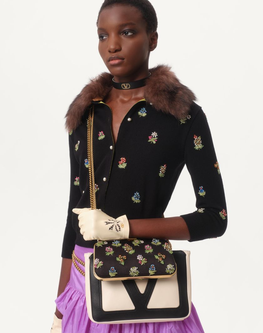 Valentino Handbags Cardigan In Lana Ricamato per Donna in Nero | Valentino IT Novità
