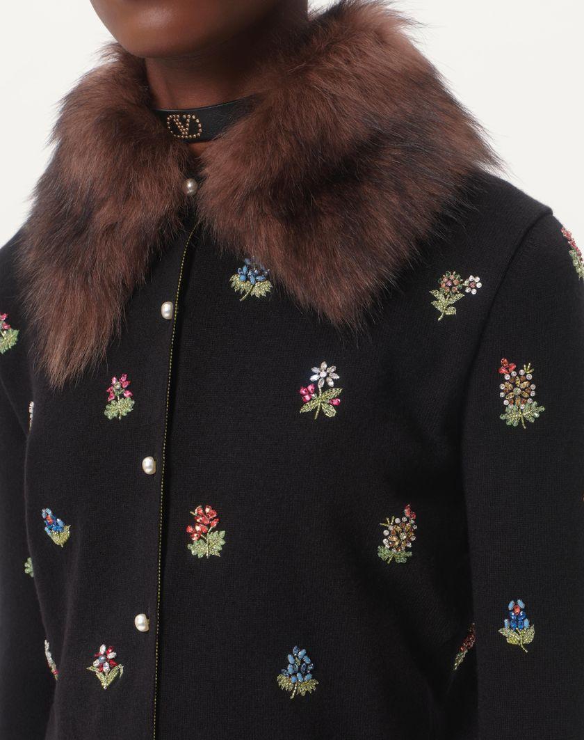 Valentino Handbags Cardigan In Lana Ricamato per Donna in Nero | Valentino IT Novità
