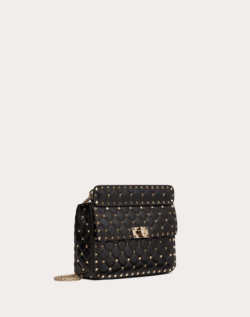 Valentino Handbags Borsa Media Rockstud Spike In Nappa per Donna in Light Ivory | Valentino IT Promozione