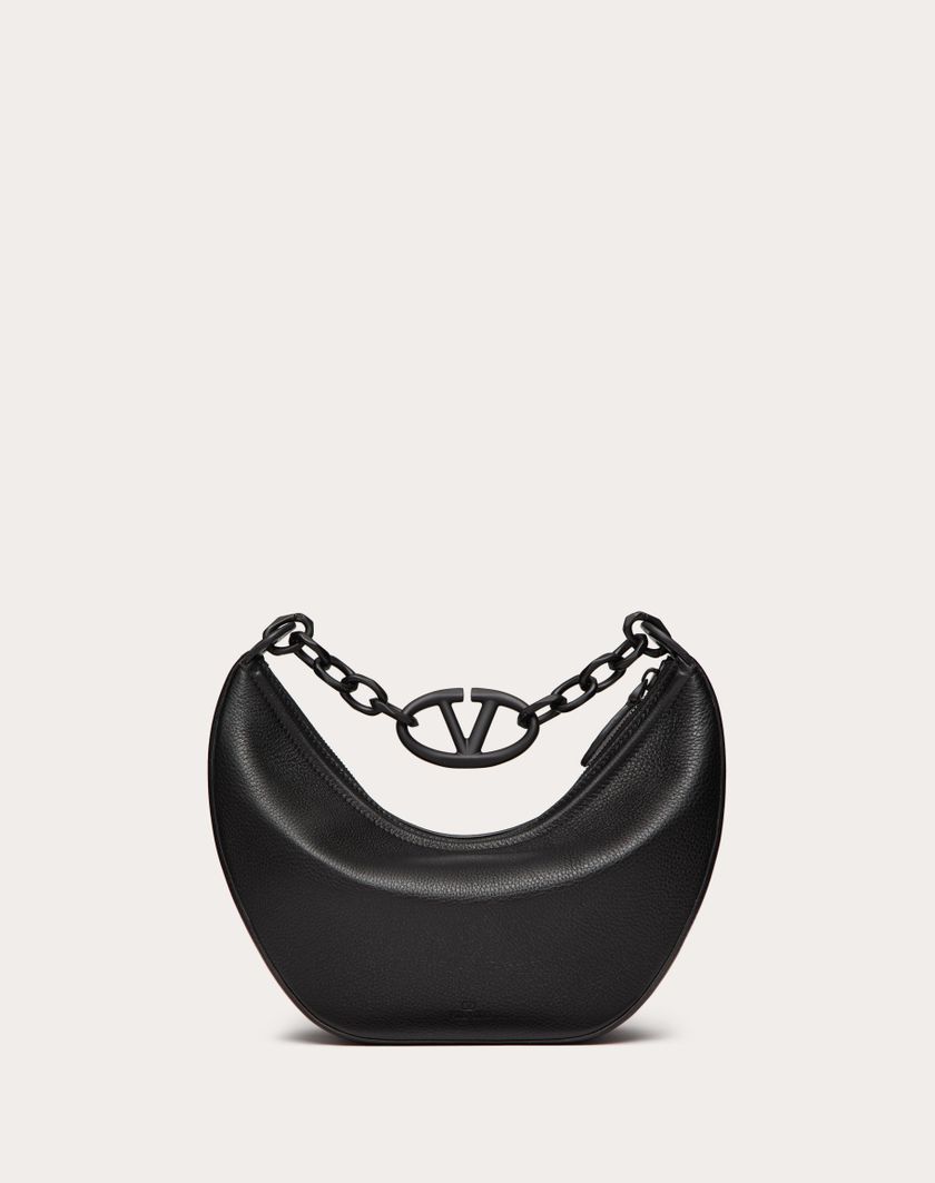 Valentino Handbags Hobo Piccola Vlogo Moon Bag In Vitello Granato Con Catena per Donna in Nero | Valentino IT Convenienza