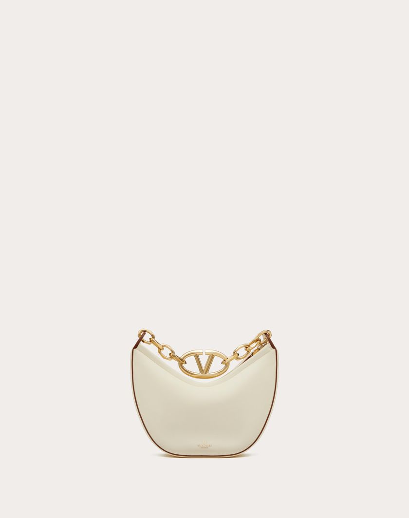 Valentino Handbags Mini Hobo Vlogo Moon Bag In Nappa Con Catena per Donna in Nero | Valentino IT Presa