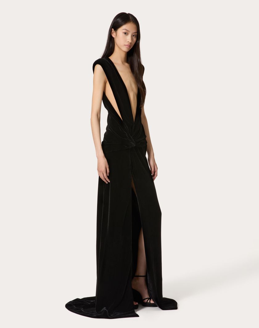 Valentino Handbags Gown In Velluto per Donna in Nero | Valentino IT Online