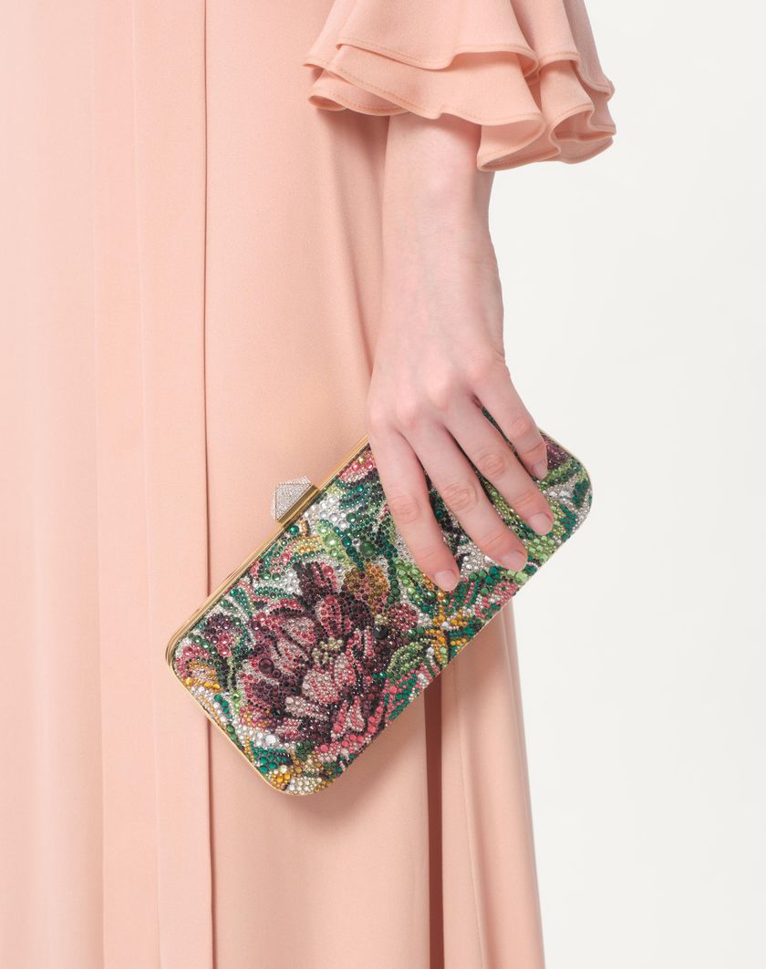 Valentino Handbags Abito Lungo In Georgette Ricamato per Donna in Rose Mist | Valentino IT Saldi