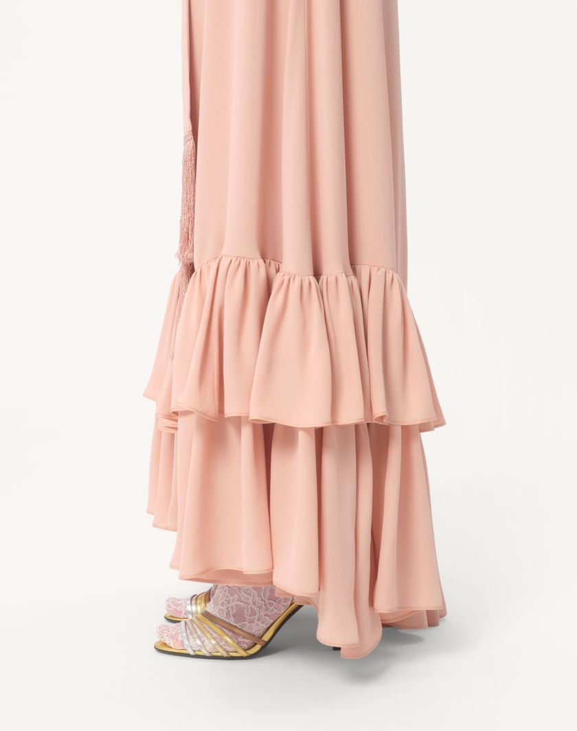 Valentino Handbags Abito Lungo In Georgette Ricamato per Donna in Rose Mist | Valentino IT Saldi
