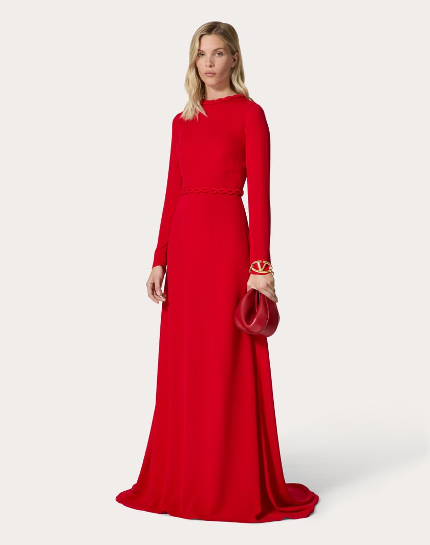Valentino Handbags Abito Da Sera In Georgette Double per Donna in Rosso | Valentino IT Saldi Di Fabbrica