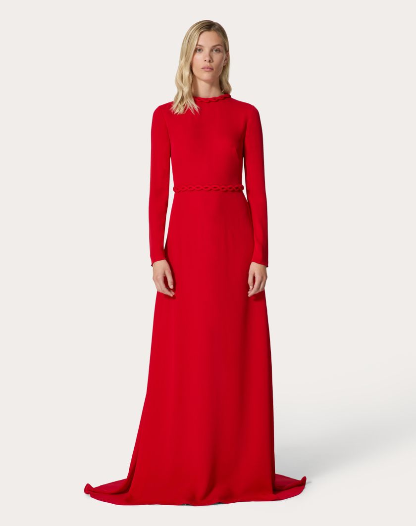 Valentino Handbags Abito Da Sera In Georgette Double per Donna in Rosso | Valentino IT Saldi Di Fabbrica