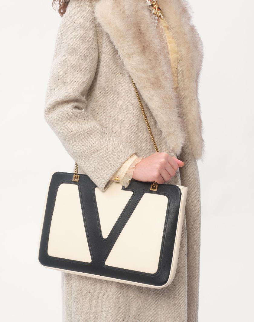 Valentino Handbags Cappotto In Textured Wool per Donna in Cammello/avorio | Valentino IT In Saldo