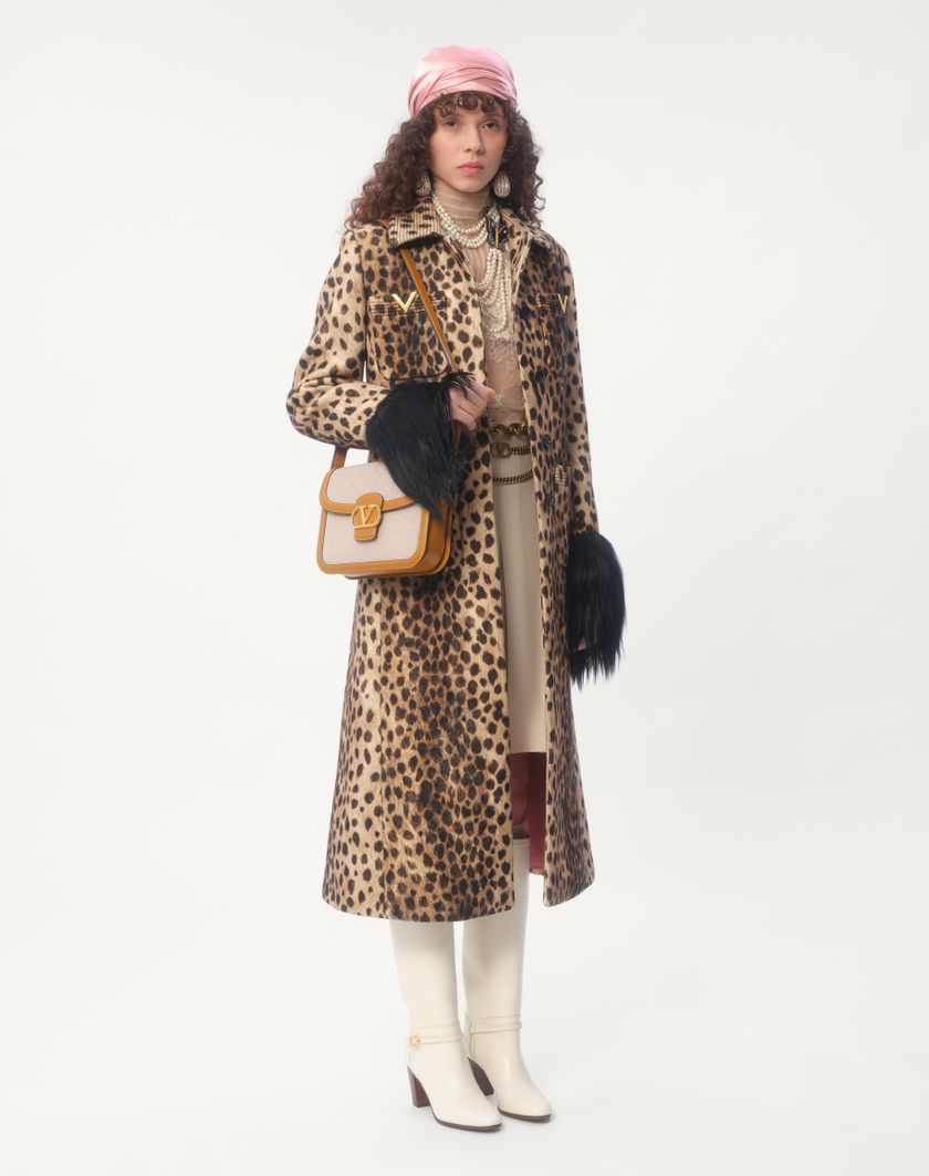 Valentino Handbags Cappotto In Panno Stampato Giaguaro Spots per Donna in Animalier | Valentino IT Moda