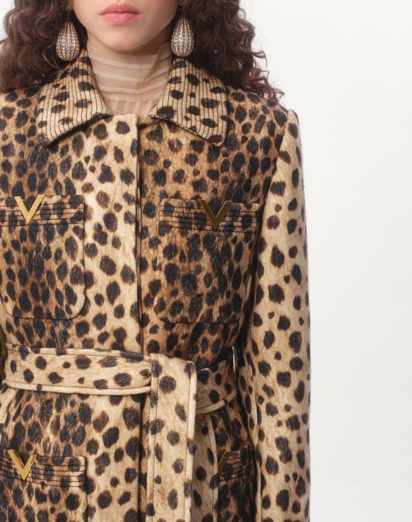Valentino Handbags Cappotto In Panno Stampato Giaguaro Spots per Donna in Animalier | Valentino IT Moda