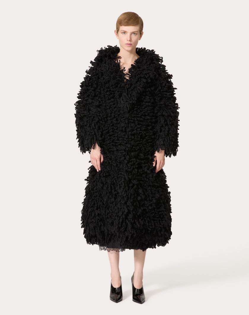 Valentino Handbags Cappotto In Maglia Di Lana per Donna in Nero | Valentino IT Italy
