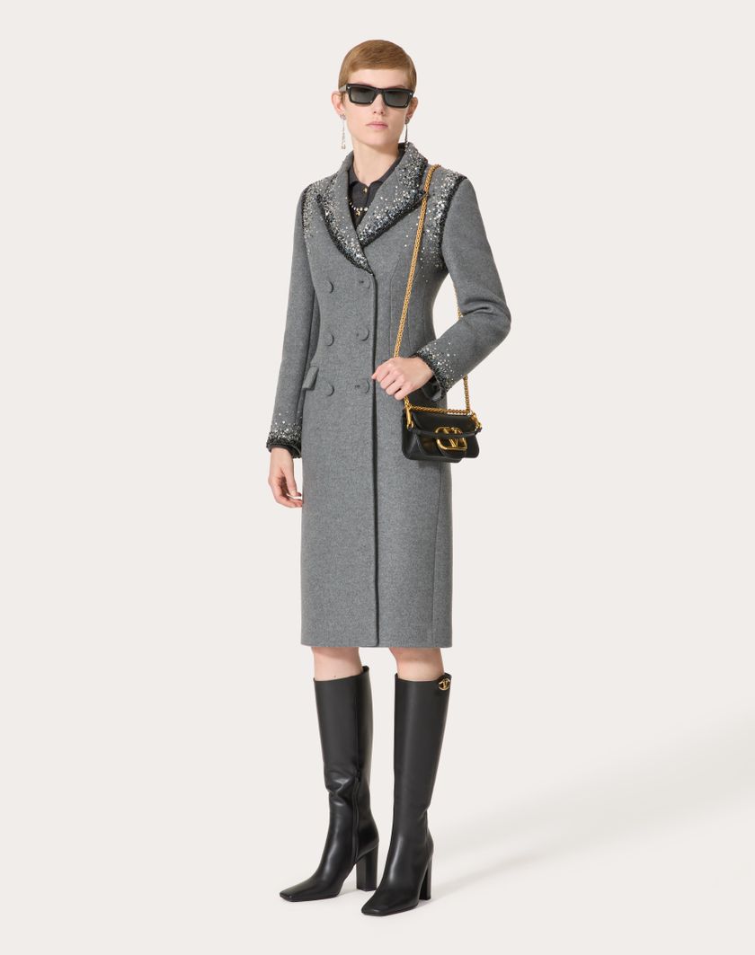 Valentino Handbags Cappotto In Lana Ricamato per Donna in Grigio/silver | Valentino IT 2025