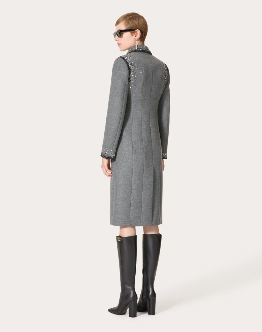 Valentino Handbags Cappotto In Lana Ricamato per Donna in Grigio/silver | Valentino IT 2025