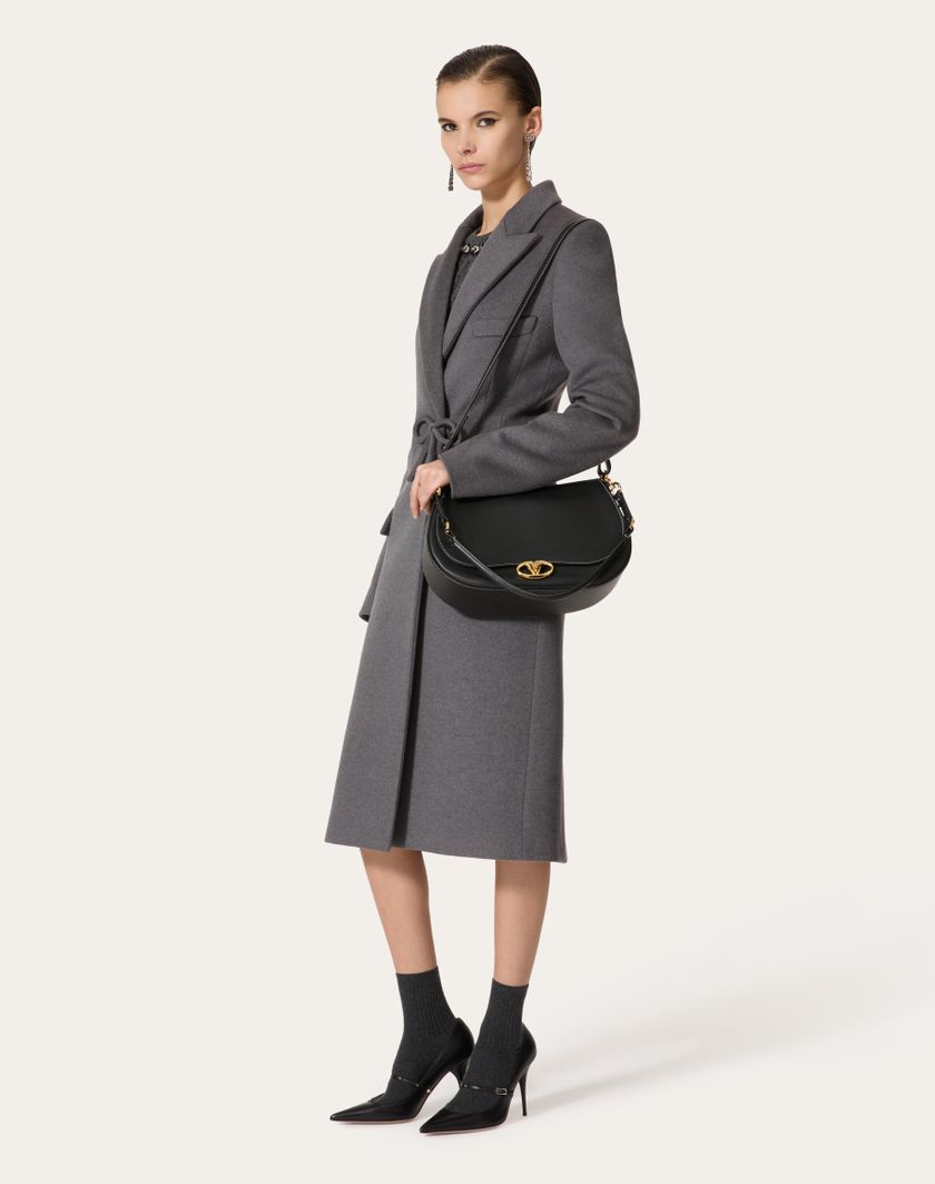 Valentino Handbags Cappotto In Compact Drap per Donna in Grigio Scuro | Valentino IT In Linea