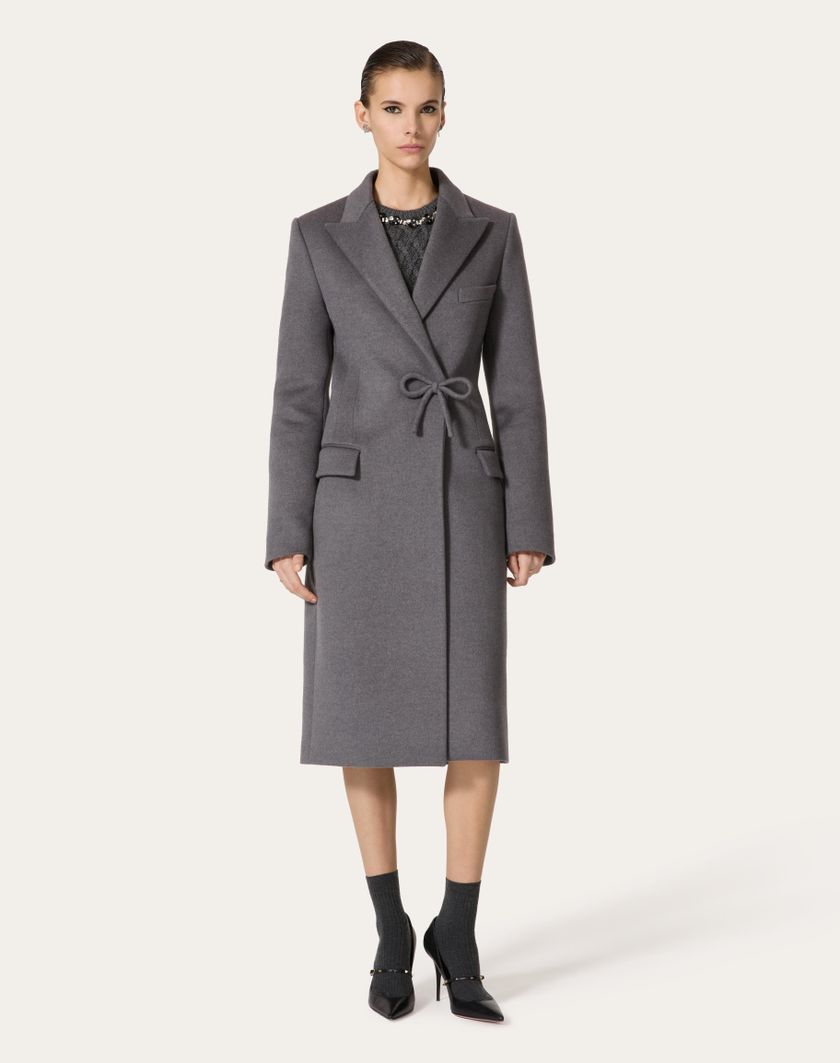 Valentino Handbags Cappotto In Compact Drap per Donna in Grigio Scuro | Valentino IT In Linea