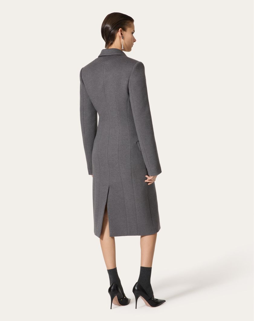 Valentino Handbags Cappotto In Compact Drap per Donna in Grigio Scuro | Valentino IT In Linea