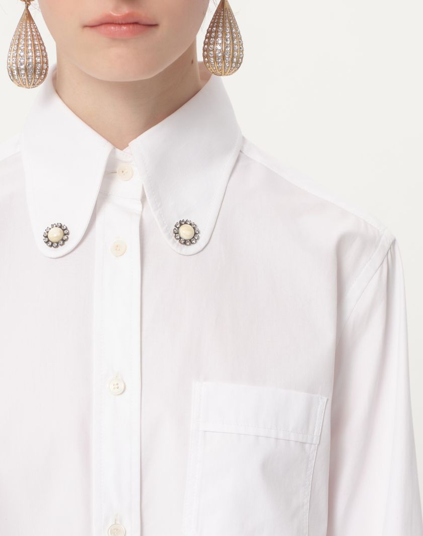 Valentino Handbags Camicia In Cotton Popeline per Donna in Bianco Ottico | Valentino IT Vendita