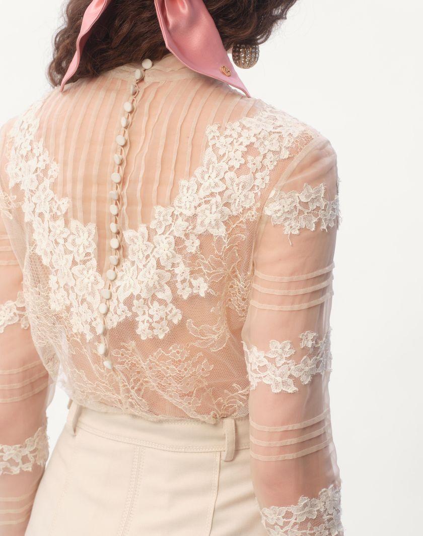Valentino Handbags Top In Dentelle Motivo Roses per Donna in Avorio | Valentino IT Soddisfazione Garantita