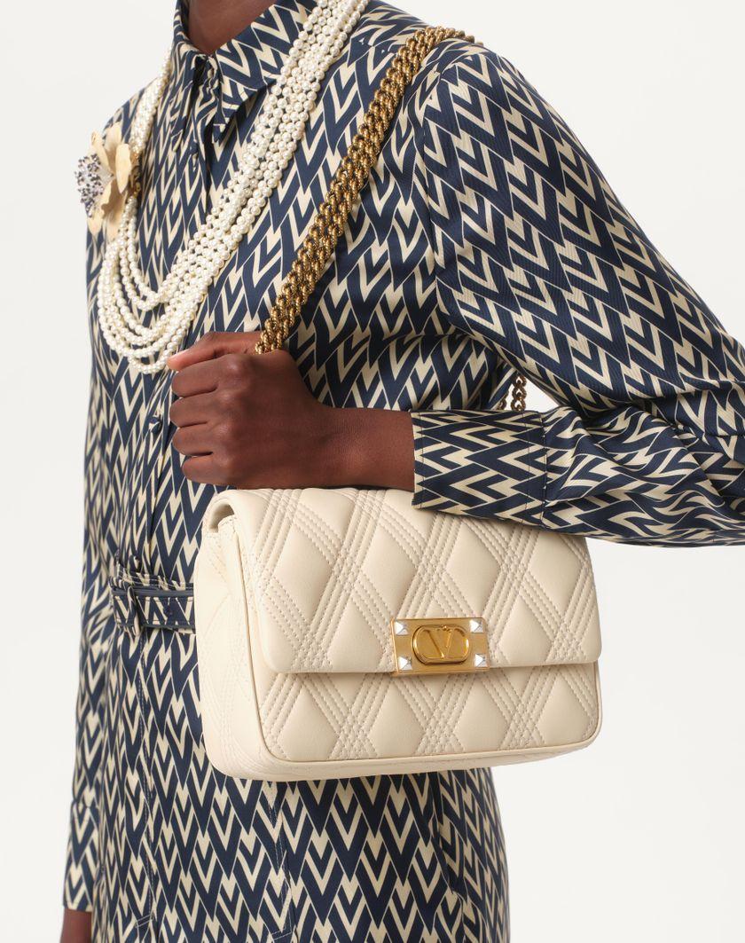 Valentino Handbags Camicia In Twill Toute La V per Donna in Nero/avorio | Valentino IT Qualità Garantita