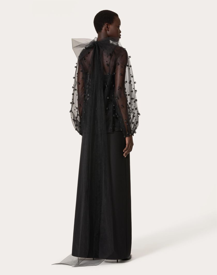 Valentino Handbags Top In Tulle Illusione Ricamata per Donna in Nero | Valentino IT Consegna Veloce