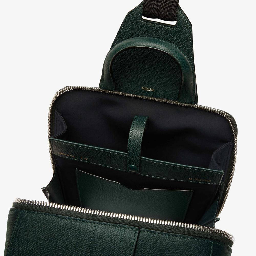 Valextra Zaino monospalla da Uomo in Pelle Verde | Valextra V-Line Vendita calda