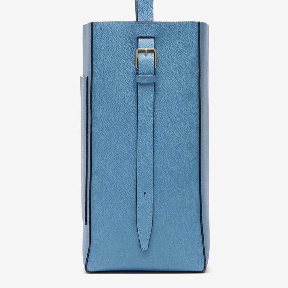 Valextra Borsa a secchiello da Donna Media in Pelle Azzurra | Valextra Soft In Linea