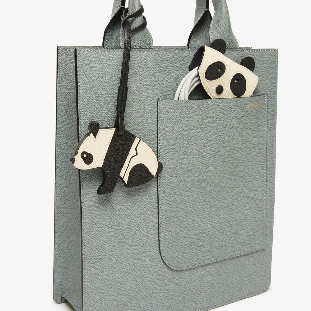 Valextra Charm per borsa Panda in Pelle Bianca e Nera | Valextra Presa
