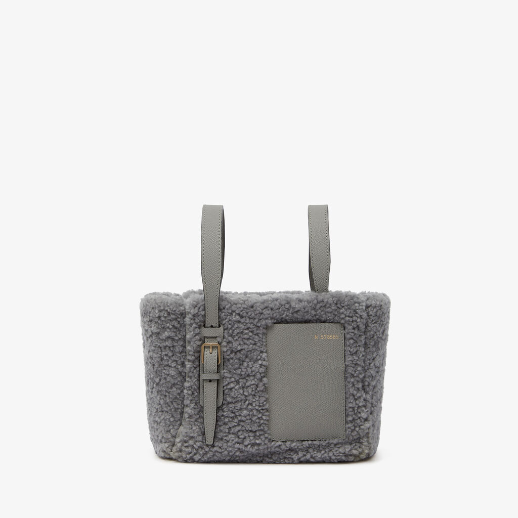 Valextra Borsa a secchiello da Donna in Shearling Grigia | Valextra Soft