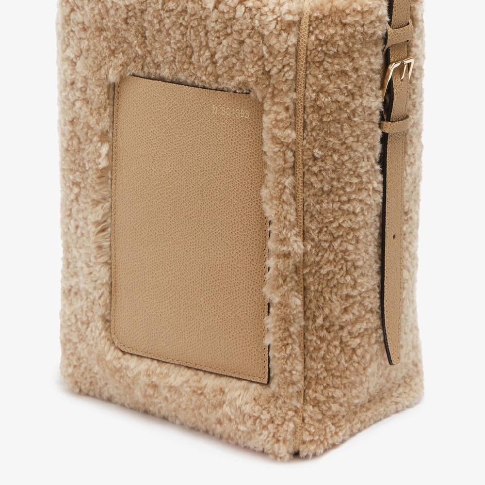 Valextra Borsa a secchiello da Donna Mini Shearling Beige | Valextra Soft Prezzo Ridotto