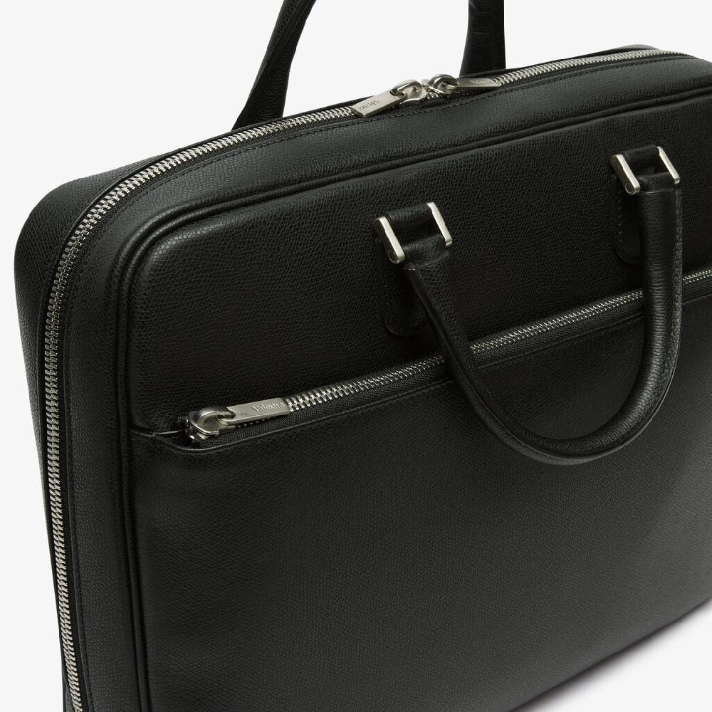 Valextra Borsa business Media in Pelle Nera | Valextra Avietta Sottocosto
