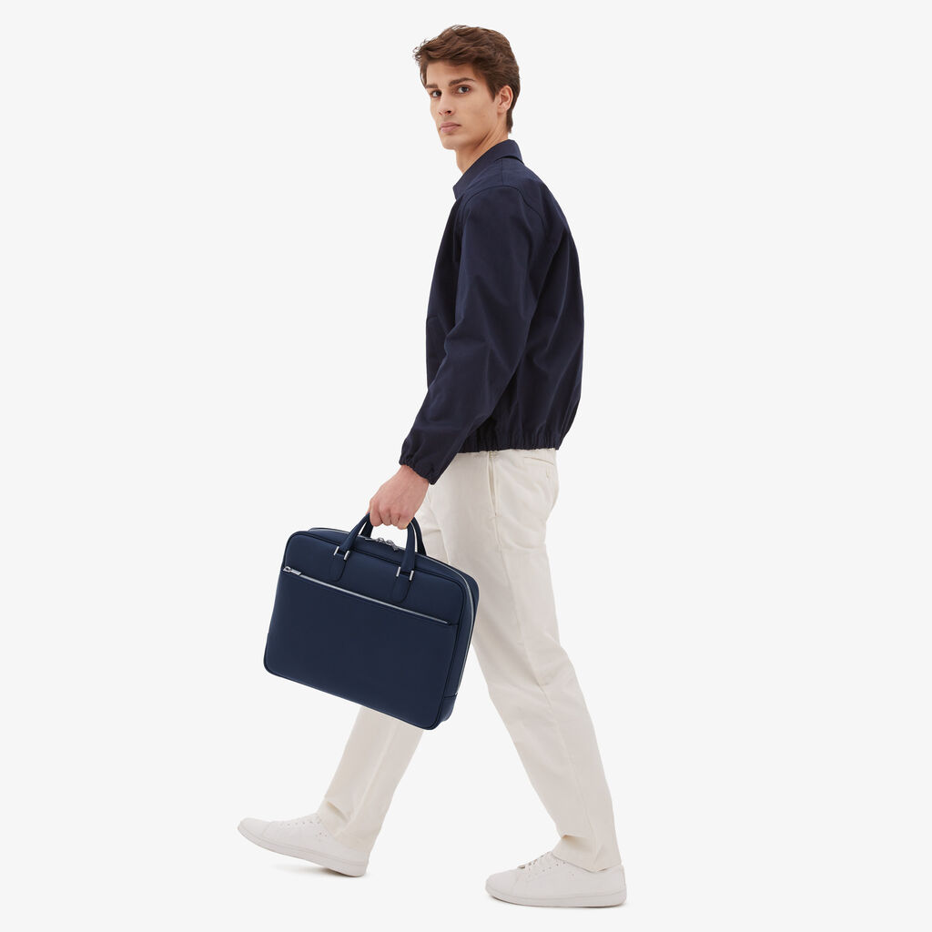 Valextra Borsa business Media in Pelle Blu | Valextra Avietta Presa