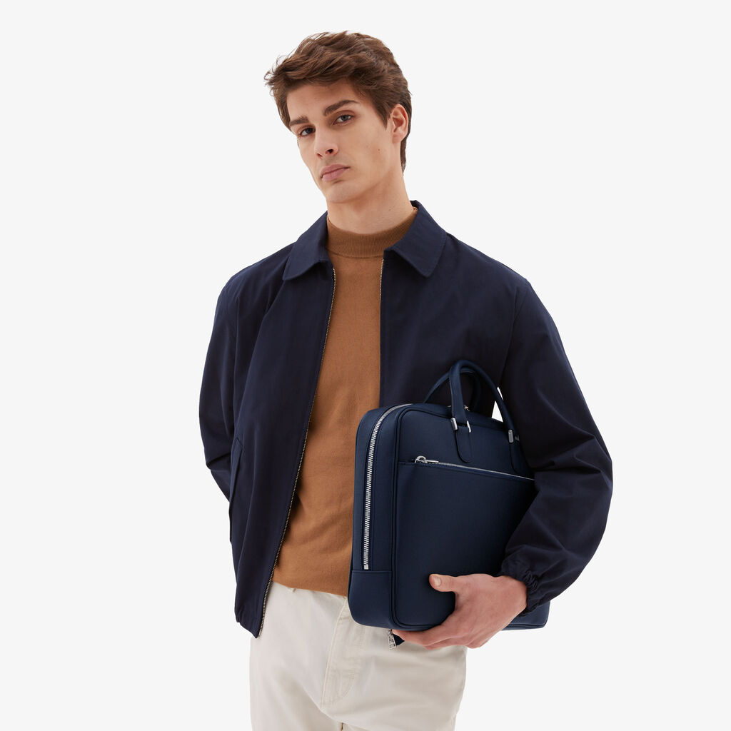 Valextra Borsa business Media in Pelle Blu | Valextra Avietta Presa
