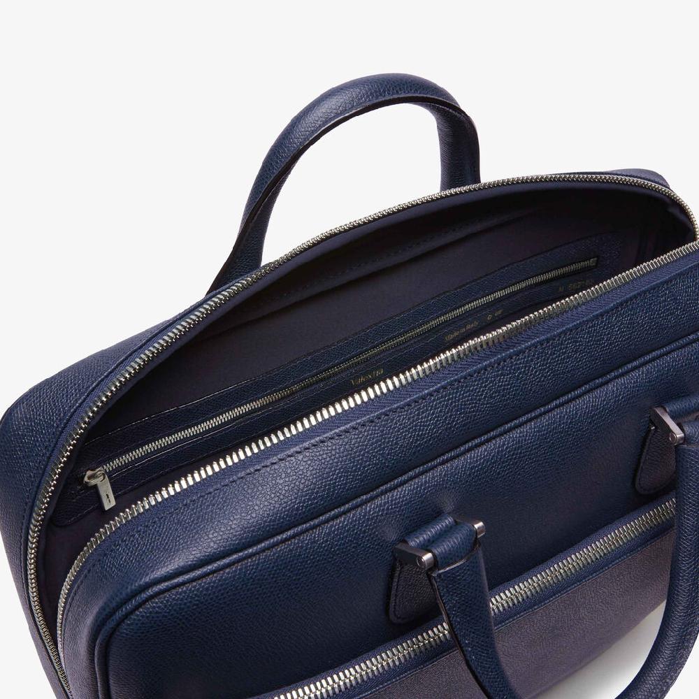 Valextra Borsa business Media in Pelle Blu | Valextra Avietta Presa