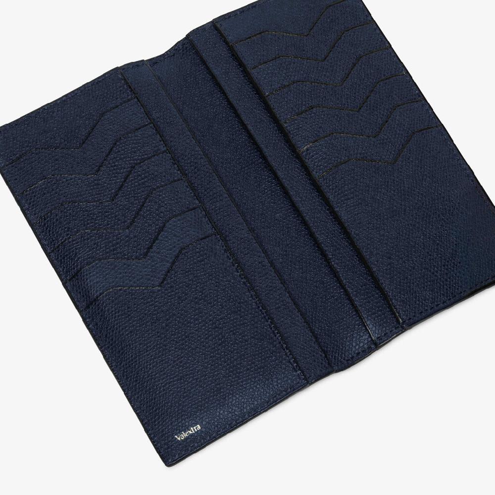 Valextra Portafoglio verticale bifold di Lusso in Pelle Blu | Valextra Offerta