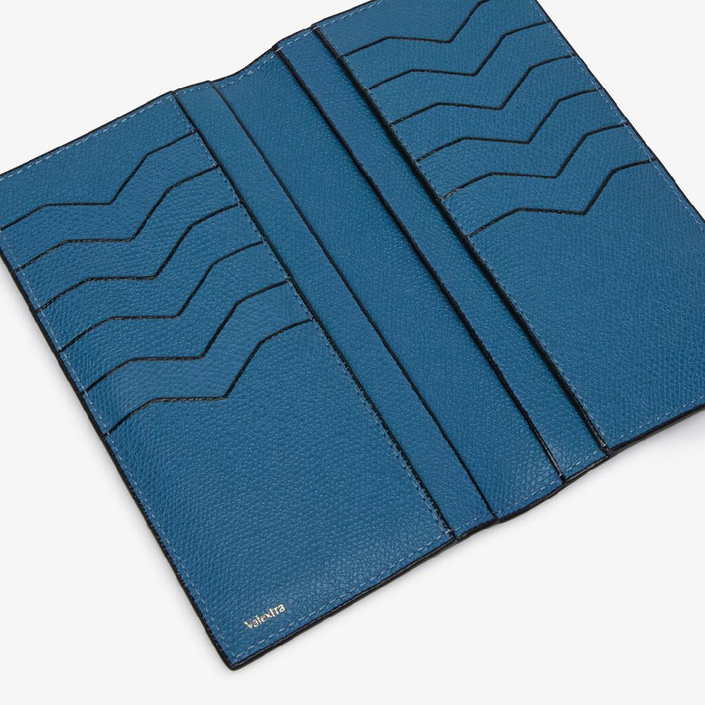 Valextra Portafoglio verticale bifold in Pelle Blu Cobalto | Valextra Online