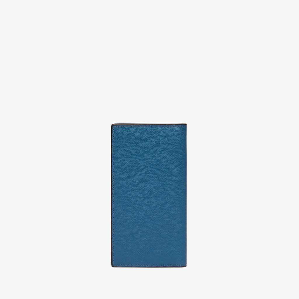 Valextra Portafoglio verticale bifold in Pelle Blu Cobalto | Valextra Online
