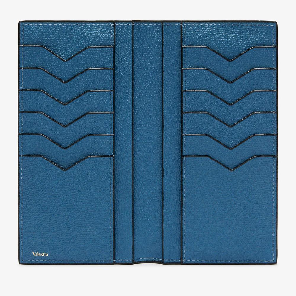 Valextra Portafoglio verticale bifold in Pelle Blu Cobalto | Valextra Online