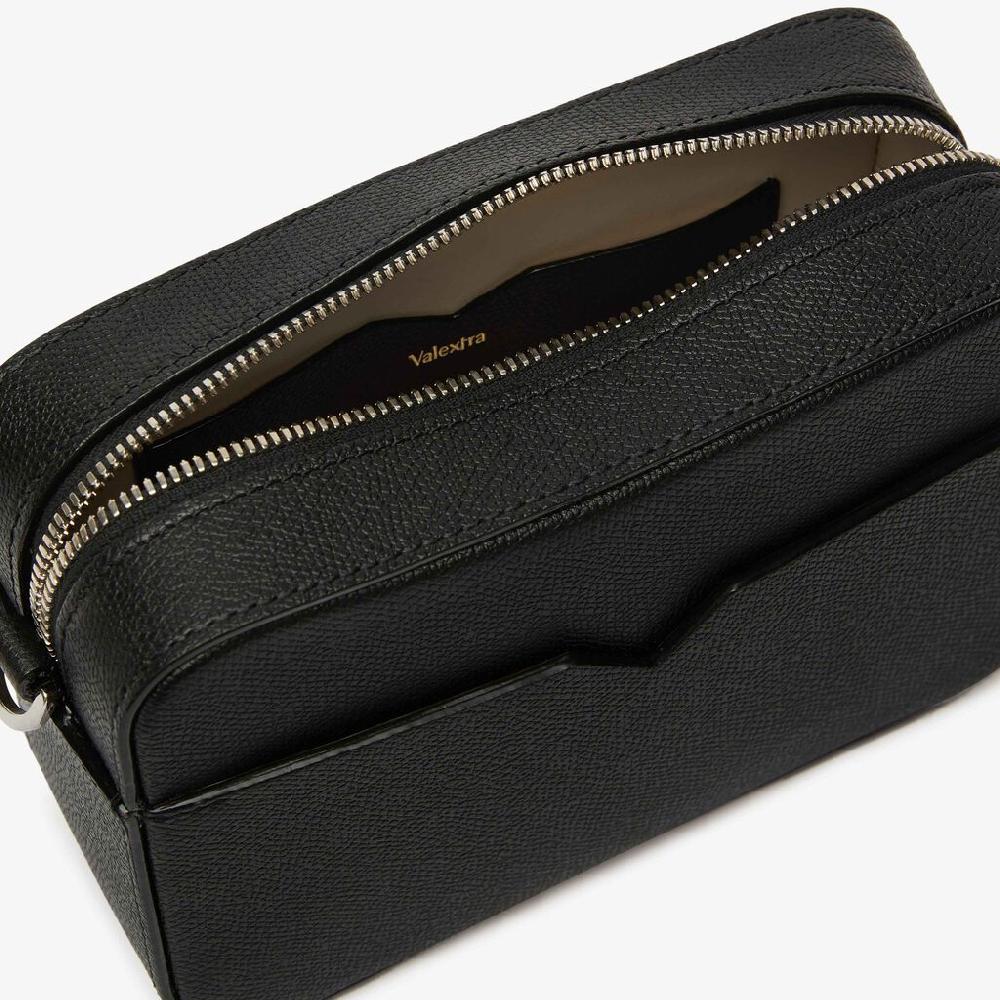 Valextra Borsa a tracolla da Uomo di Lusso Pelle Nera | Valextra V-Line Outlet