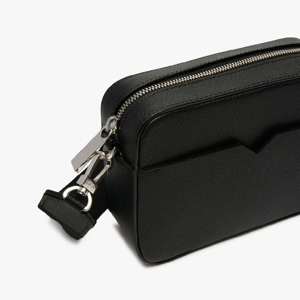 Valextra Borsa a tracolla da Uomo di Lusso Pelle Nera | Valextra V-Line Outlet
