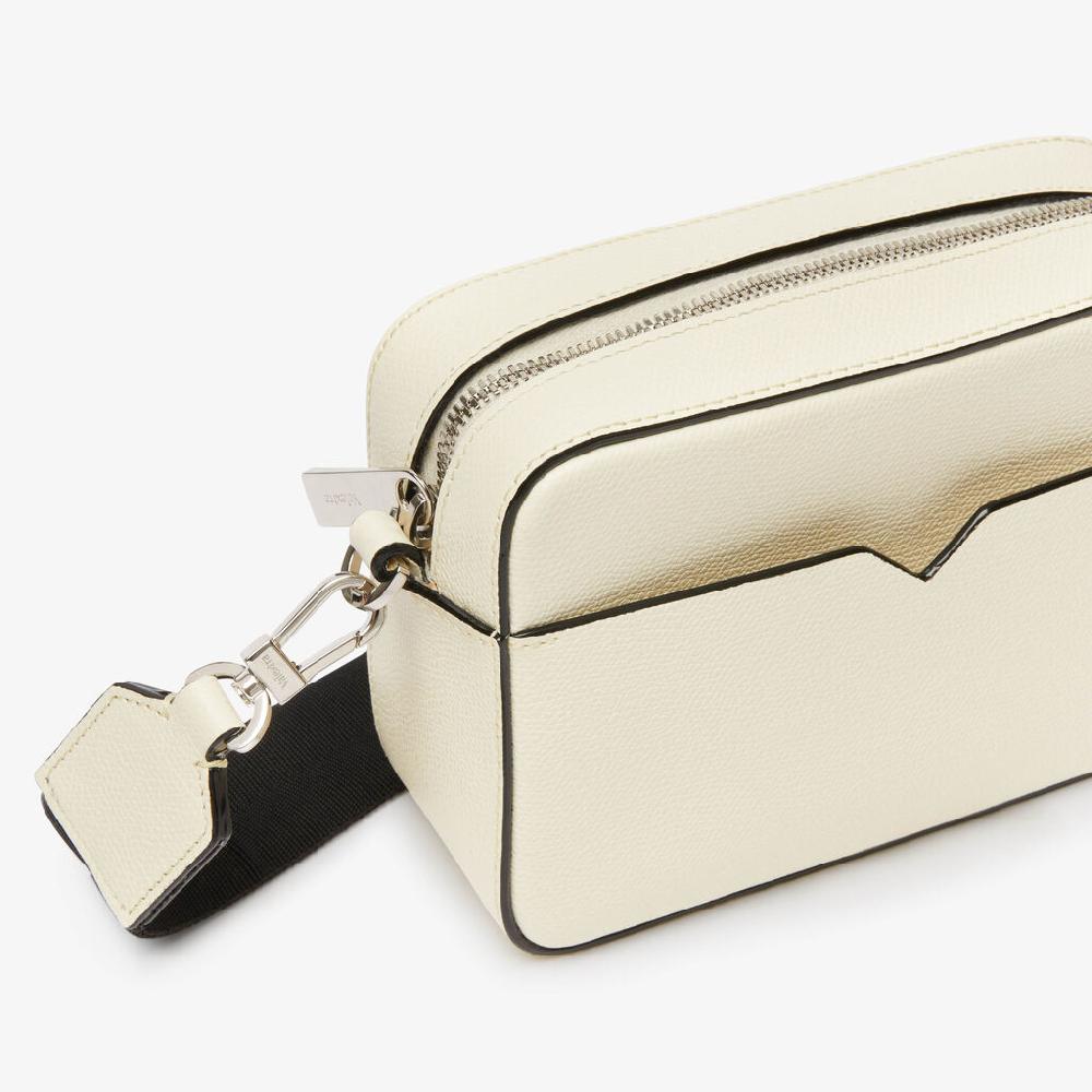 Valextra Borsa a tracolla da Uomo di Lusso in Pelle Bianca | Valextra V-Line In Vendita