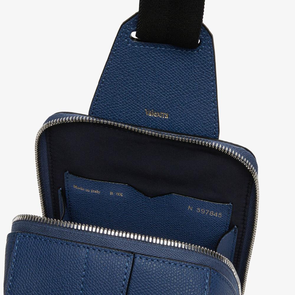 Valextra Zaino monospalla Uomo in Pelle Blu Zaffiro | Valextra V-Line Offerte