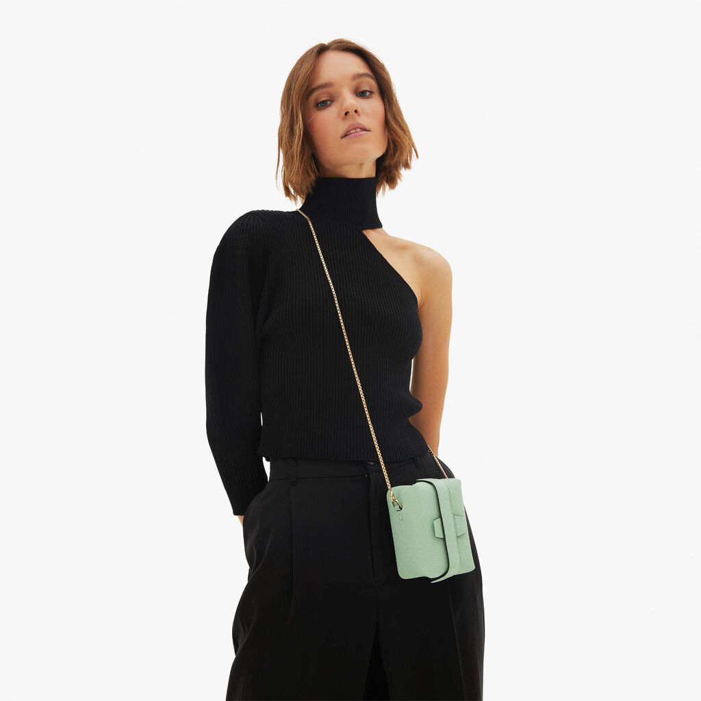 Valextra Borsa a tracolla Nano in Pelle Verde Acqua | Valextra Tric Trac Moda