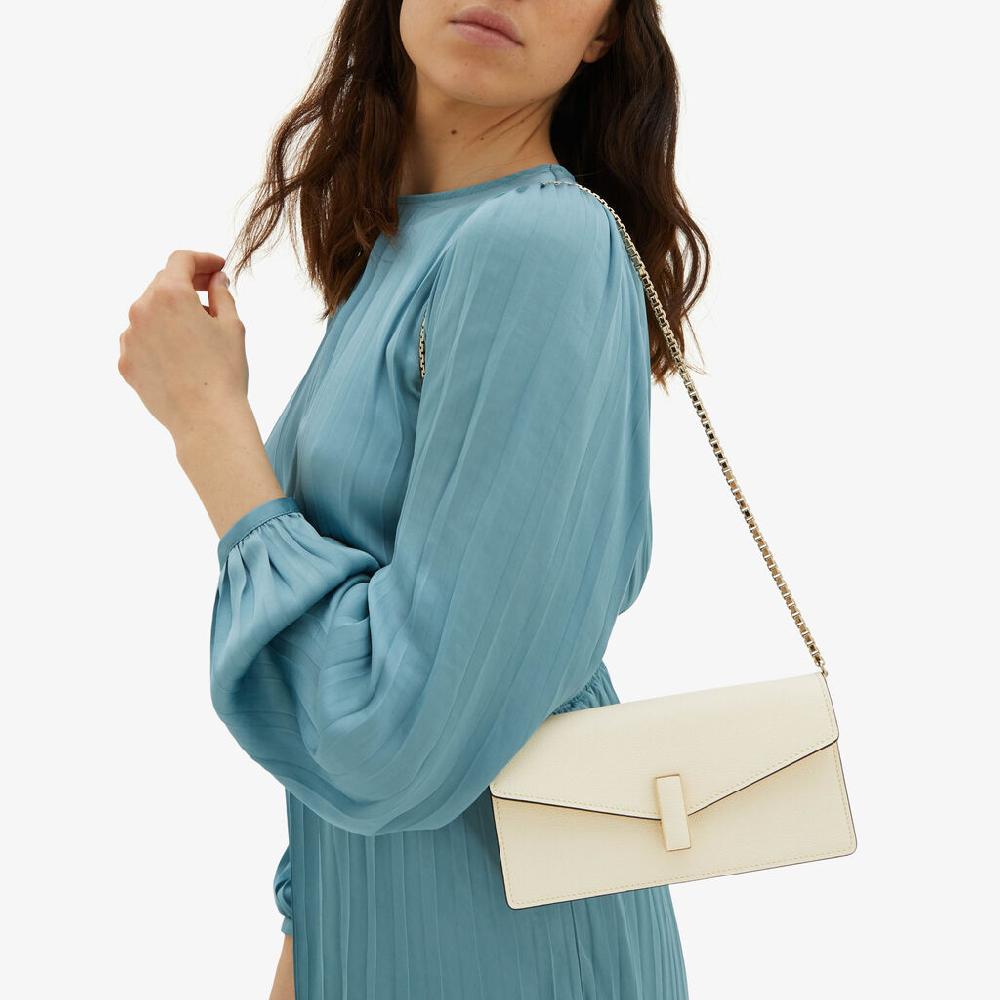 Valextra Pochette in Pelle Bianca con tracolla | Valextra Iside Italia