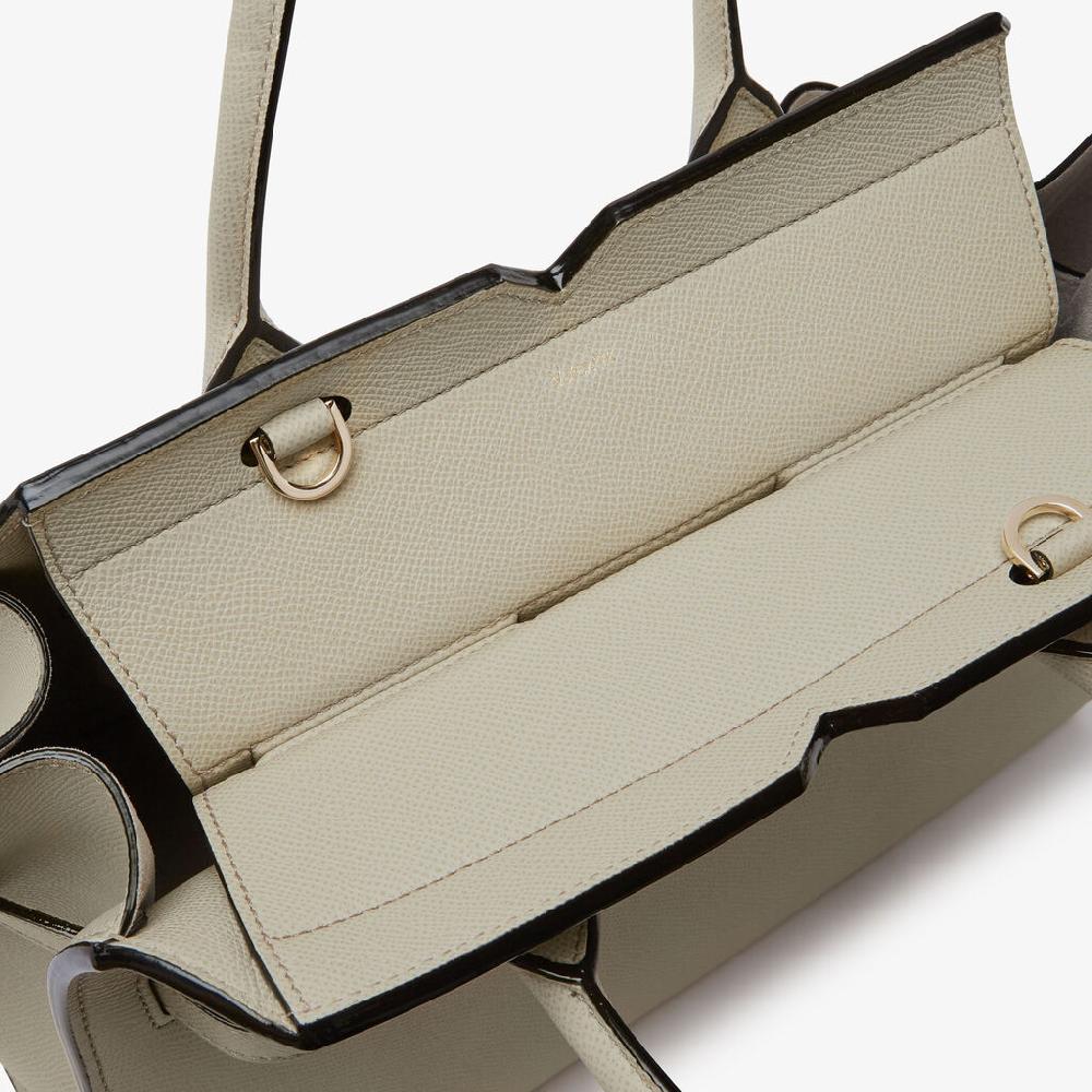 Valextra Borsa A Due Manici Milano Media | Pelle di vitello Millepunte Soft | Grigio Lino | Valextra Nuovo